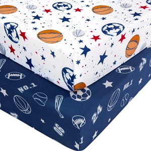 baby crib sheets for boys and girls, soft breathable microfiber sheets for standard crib and toddler mattress, 2 pack blue